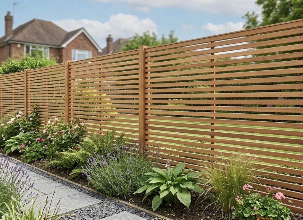 image of slatted fencing