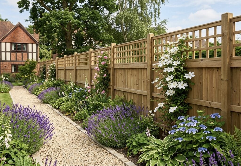 image of trellis topped fencing