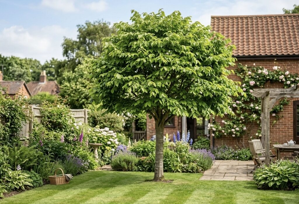 hornbeam tree in back garden